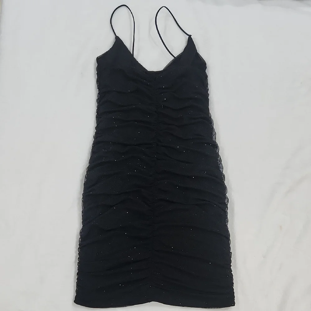 Charlotte Russe Black Ruched Mini Dress